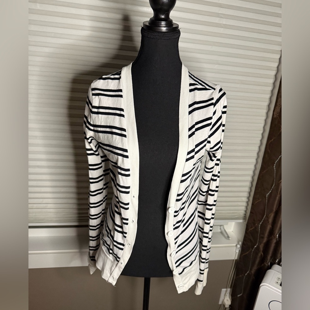 Heart Hips Black and White Striped Cardigan